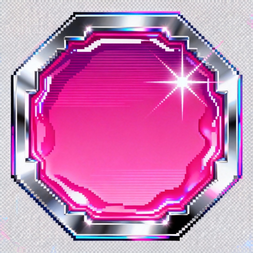 Pixel heart Y2K emoji with chrome rim