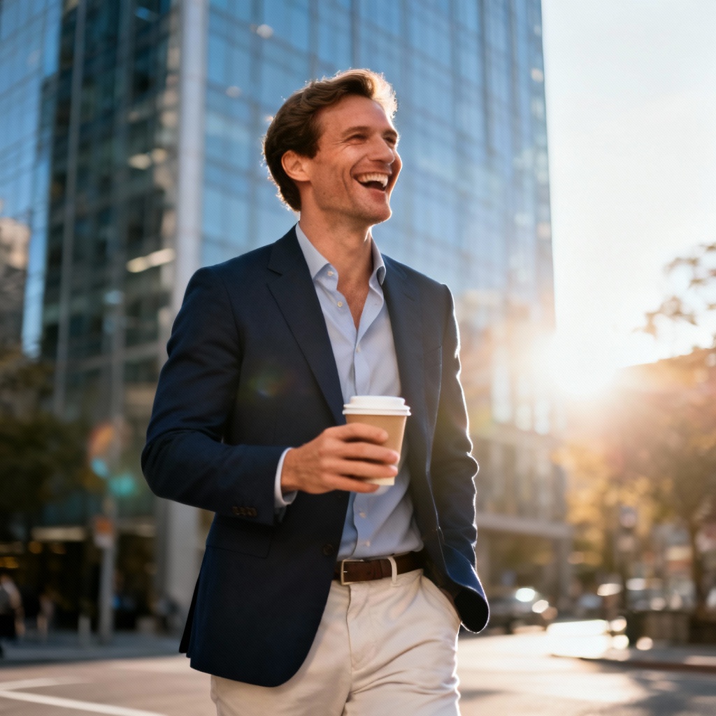 AI office man coffee break lifestyle photo