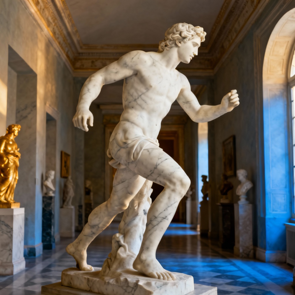AI Renaissance Marble Athlete Statue