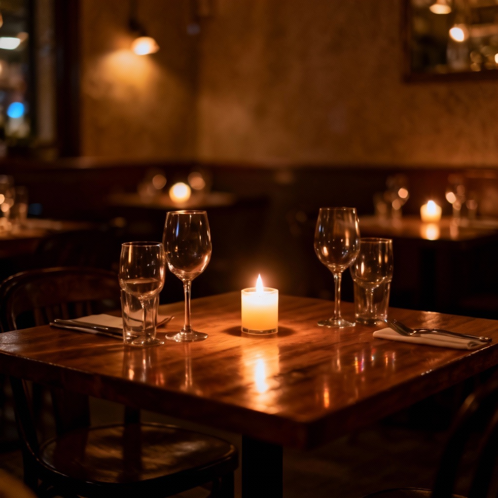 AI candlelight dinner warm ambience