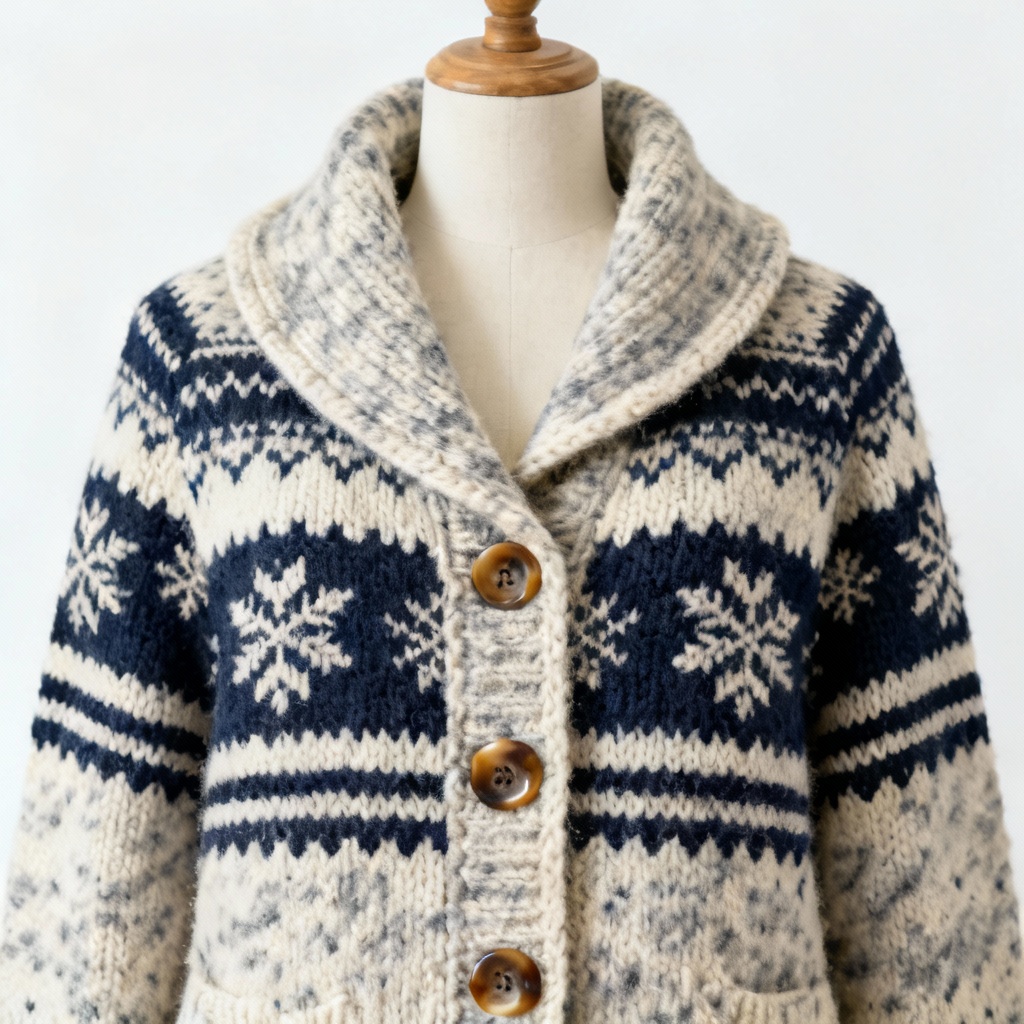 AI Fair Isle knitted ski cardigan mockup