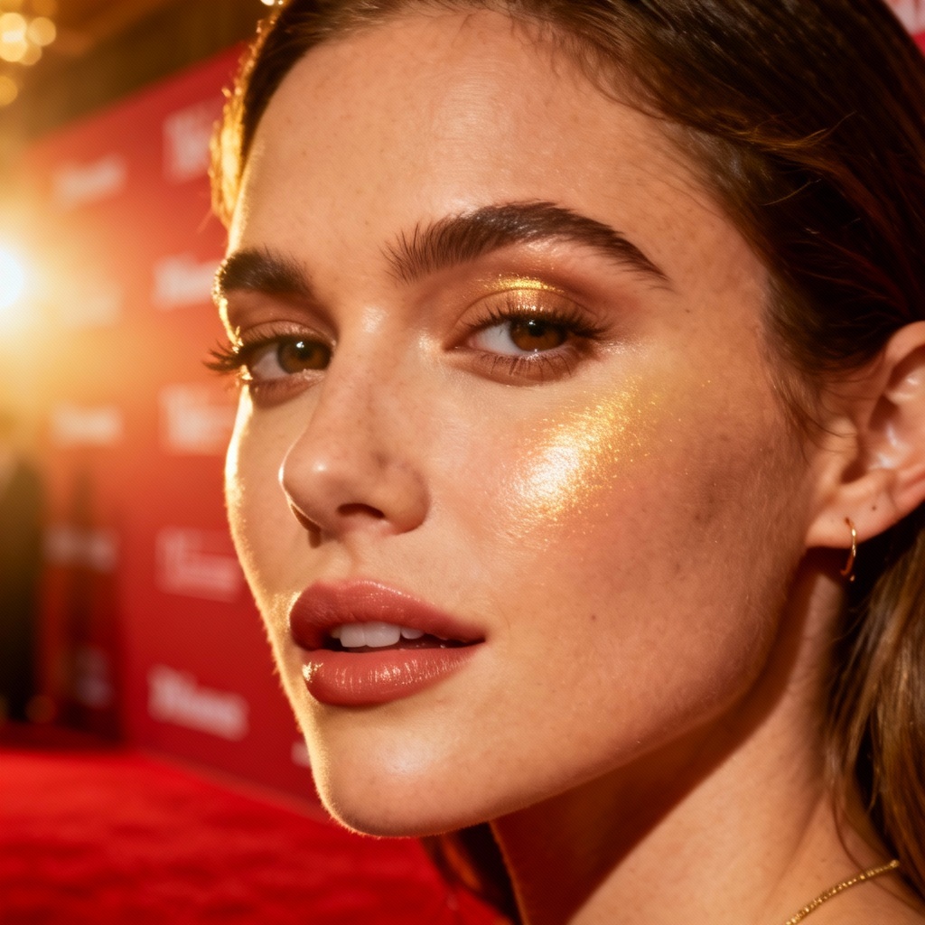 AI red carpet close-up with afterparty glow