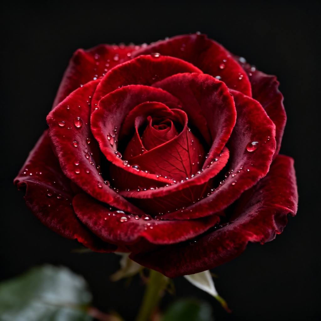 Ultra realistic red rose macro with morning dew