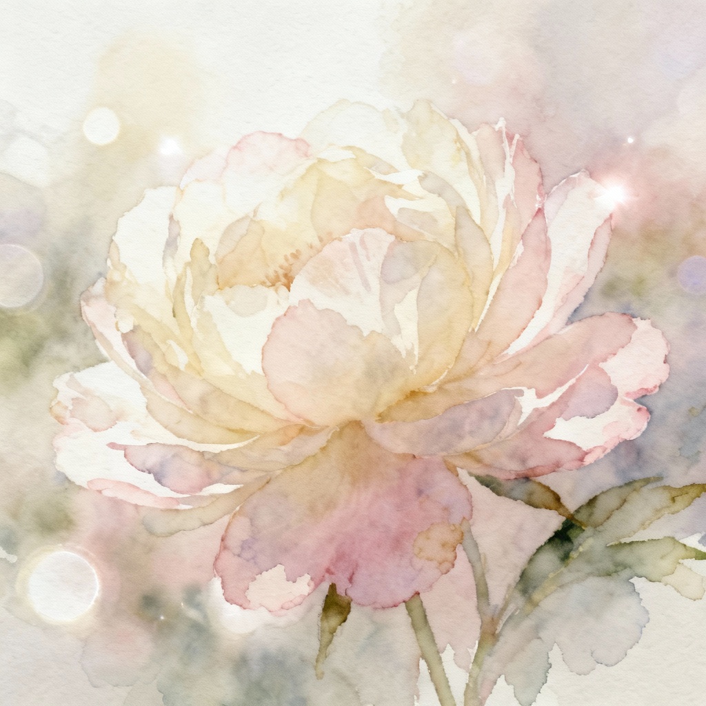 AI delicate pastel floral artwork with soft watercolor tones