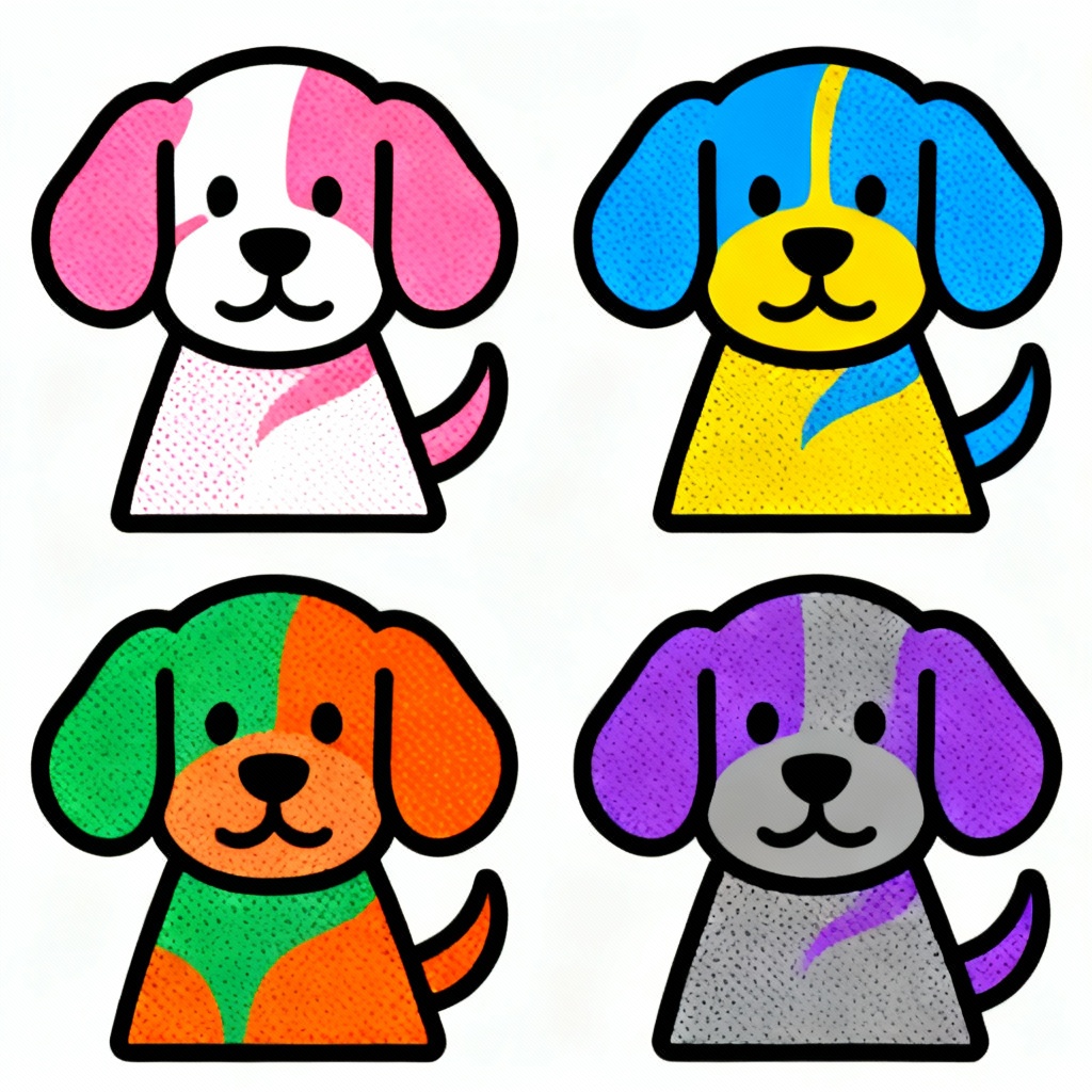 AI pop art pet icon in four colorways