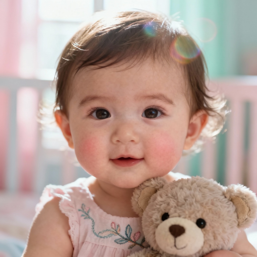 AI playful baby-face portrait of a star look-alike