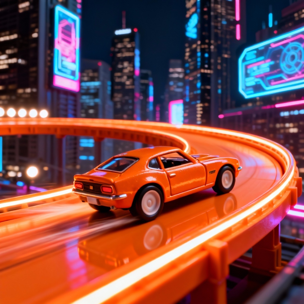 AI Hot Wheels neon night track racer image