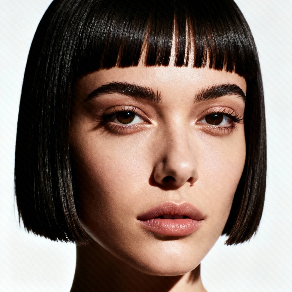 AI micro bangs high fashion look