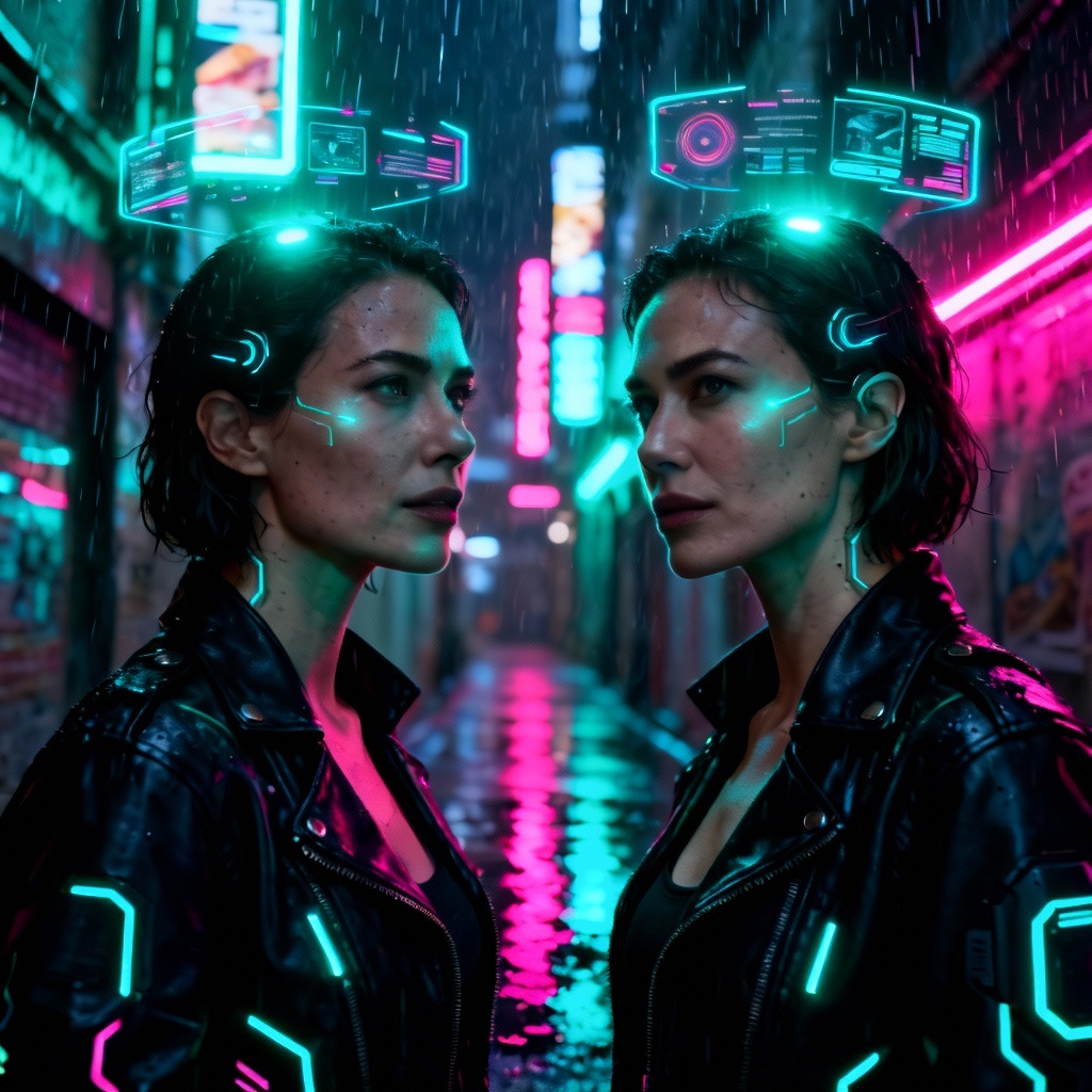 AI cyberpunk twin characters