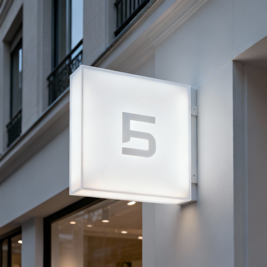 AI minimalist boutique lightbox sign