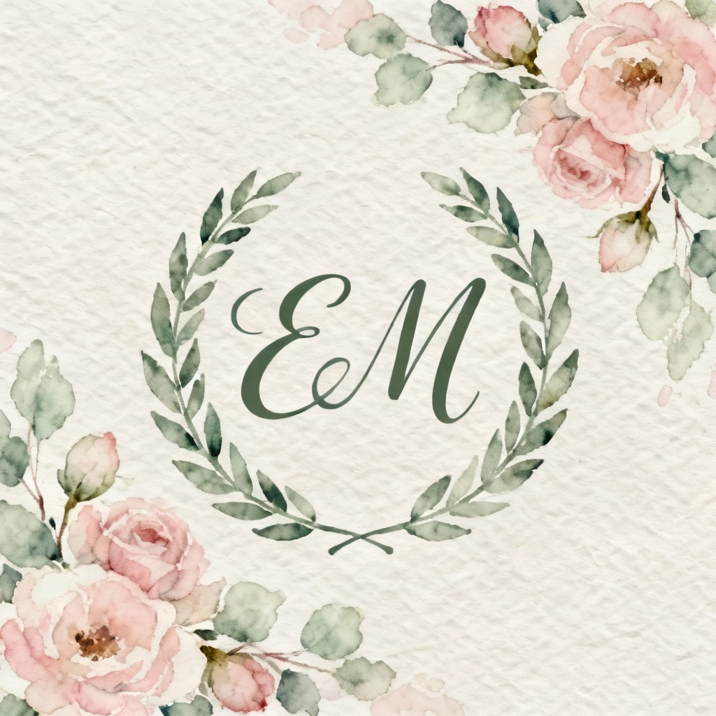 AI wedding crest EM with florals and wreath