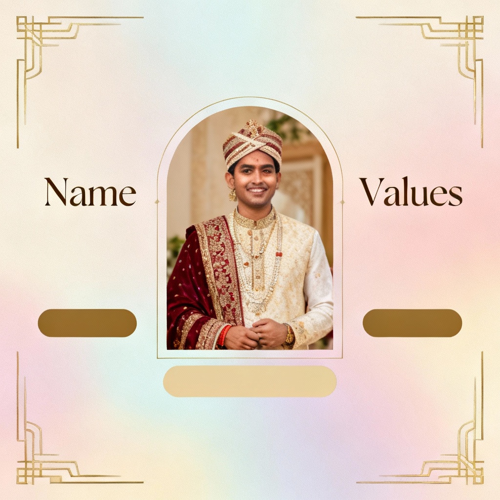 AI matrimonial banner with cultural attire and elegant layout