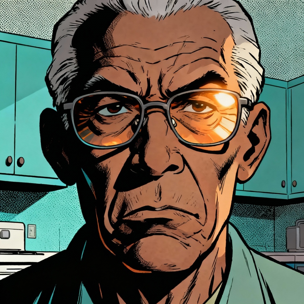 AI Boondocks-style closeup portrait of an elder