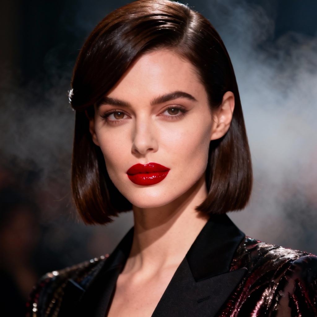 AI brunette fashion editorial portrait