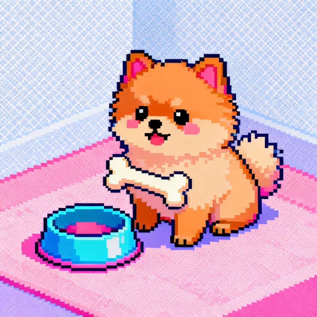 Pixel art pomeranian puppy sprite