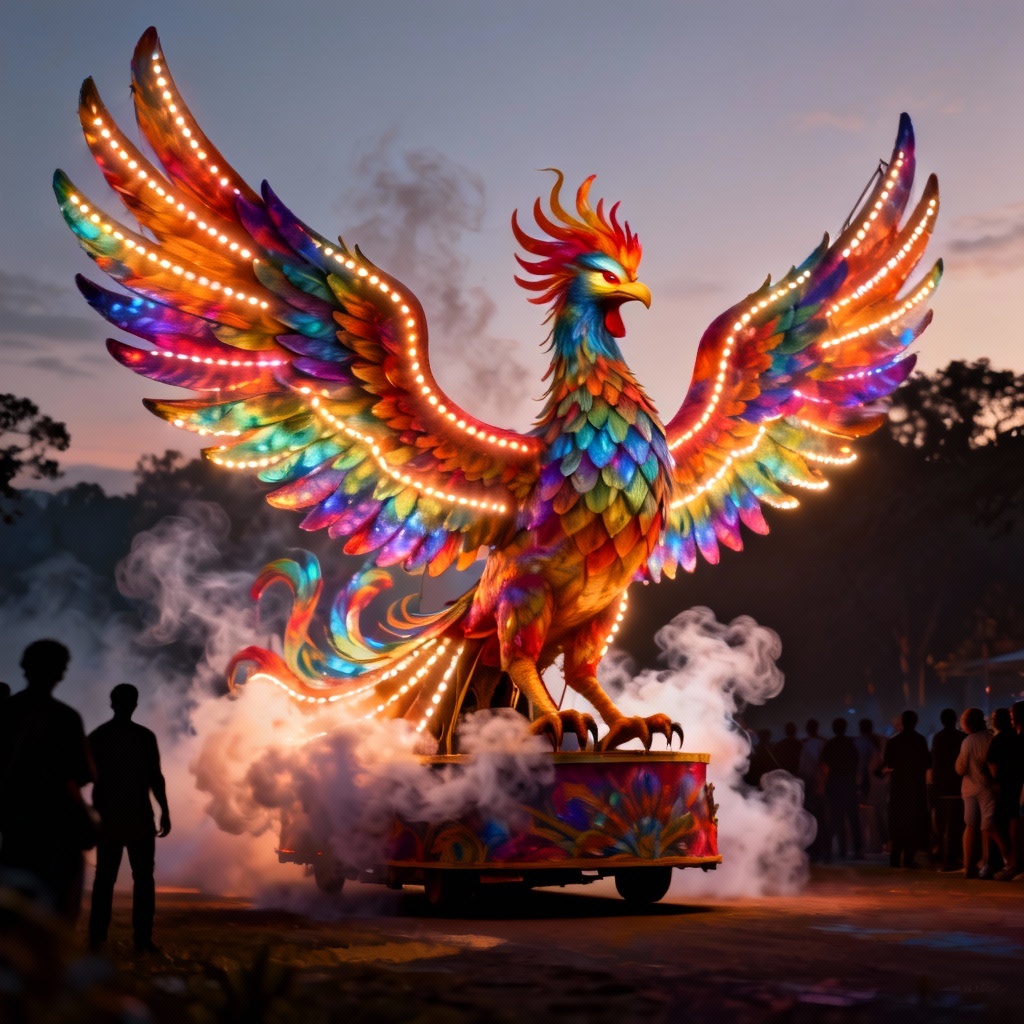 AI concept art of a phoenix parade float