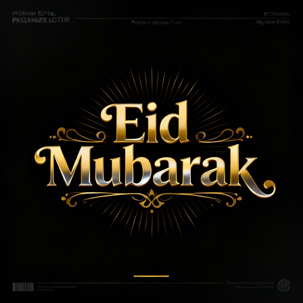 Arabic calligraphy centered Eid typography design