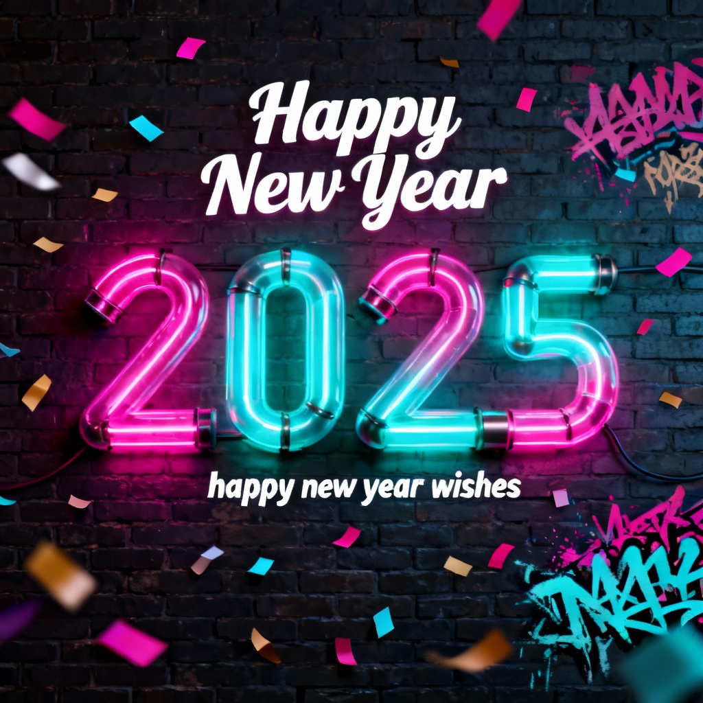 AI Neon 2025 Happy New Year Design