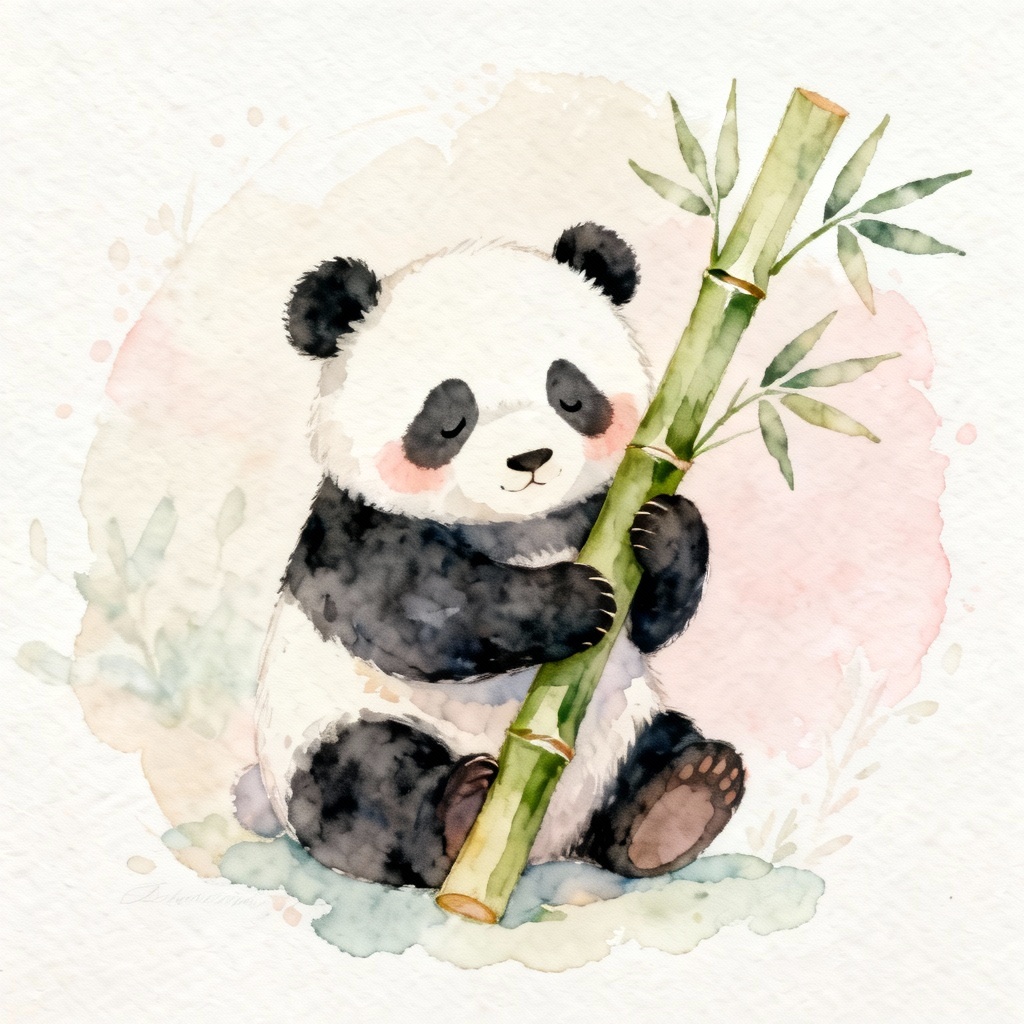 AI watercolor baby panda illustration