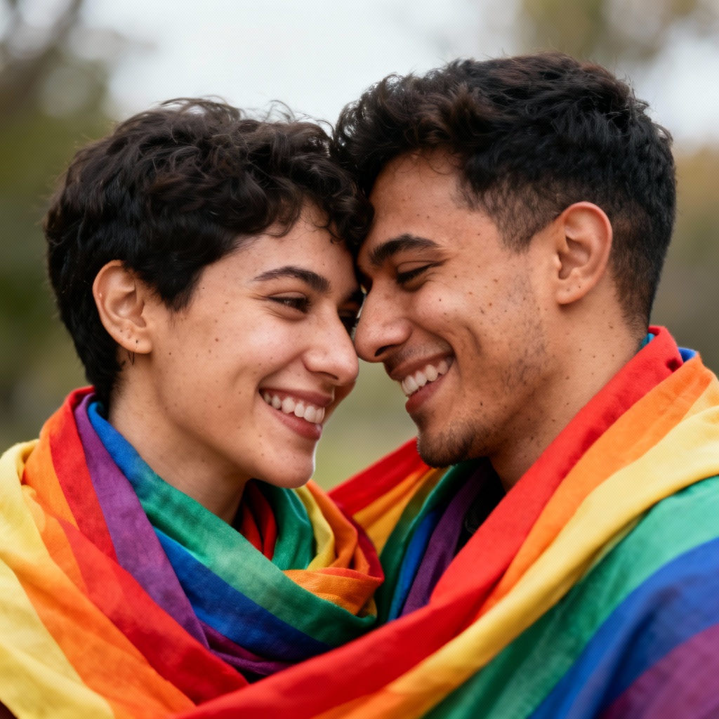 AI LGBTQ pride couple portrait