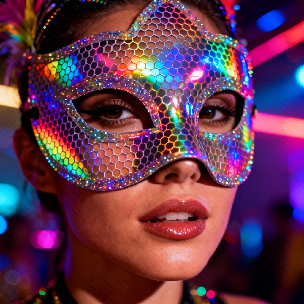 AI festival holographic mesh mask
