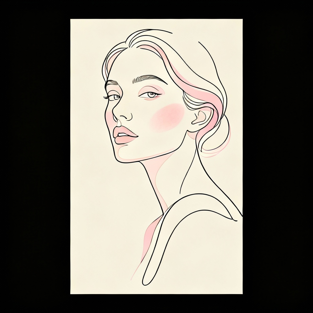 AI minimalist line art portrait illustration