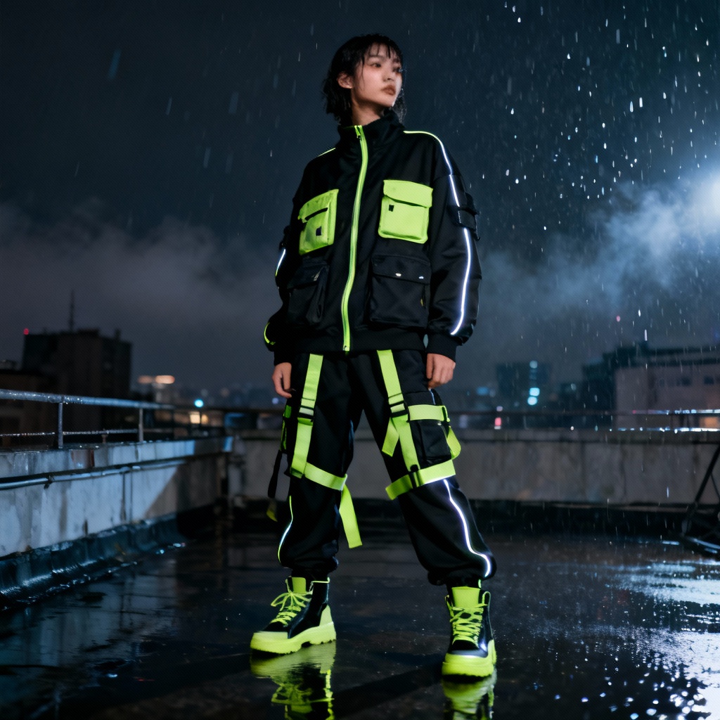 AI cyber Y2K techwear tracksuit look