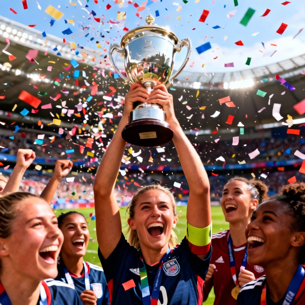 AI women’s soccer team trophy celebration