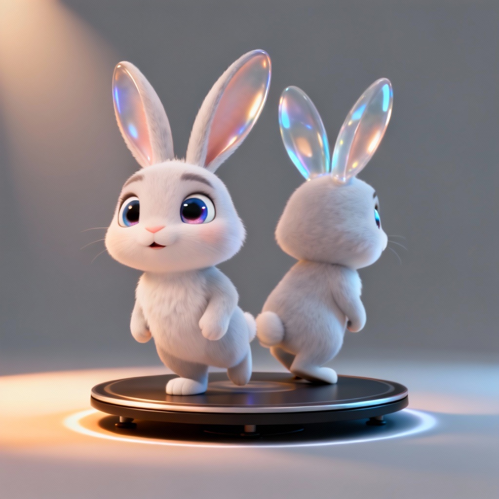 3D stylized bunny character with studio lighting
