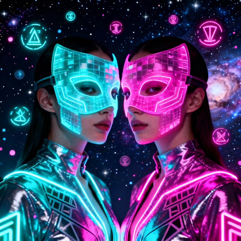 AI 2026 Gemini twin persona with holographic masks