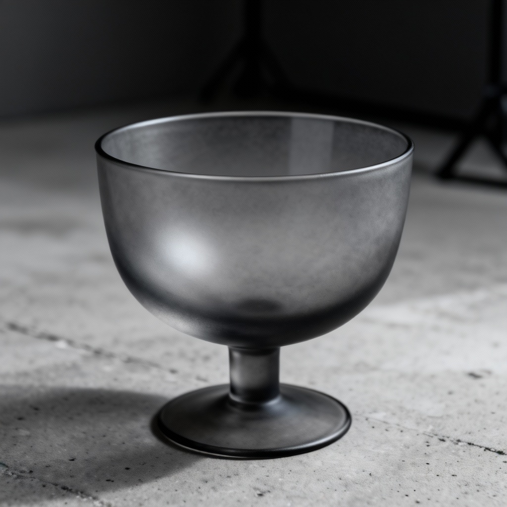 AI smoky gray goblet with modern silhouette and soft reflections