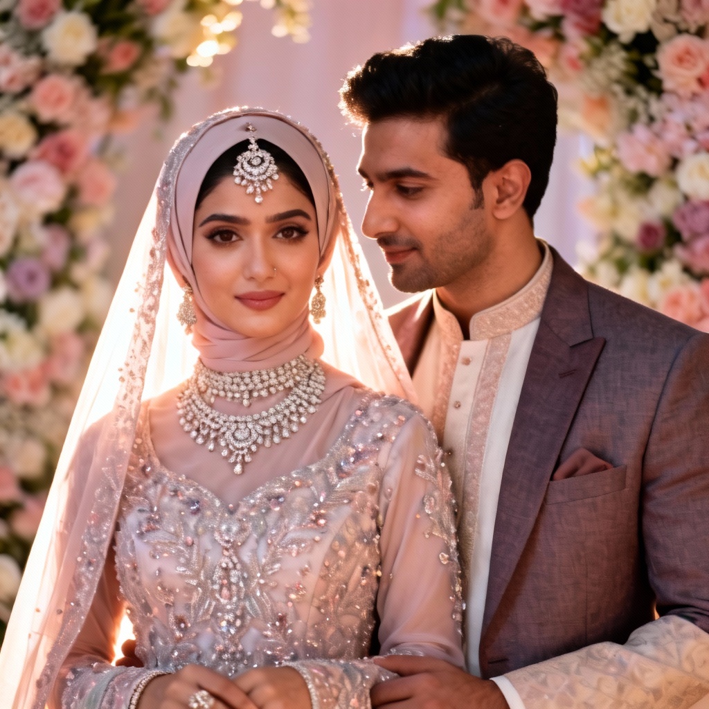 AI Muslim wedding couple nikah portrait