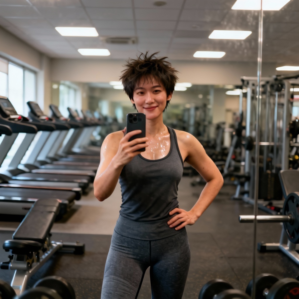 Gym mirror selfie gender swap prank