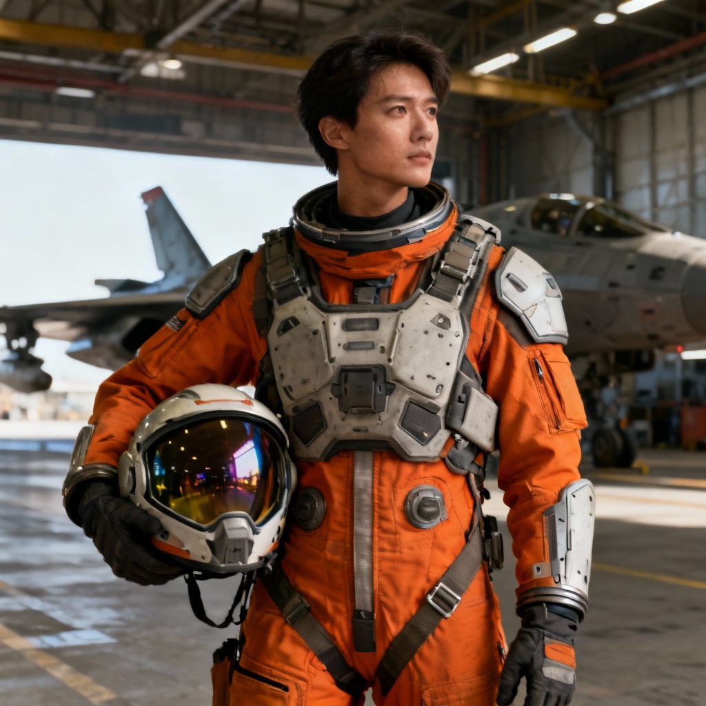 AI sci fi mech pilot portrait