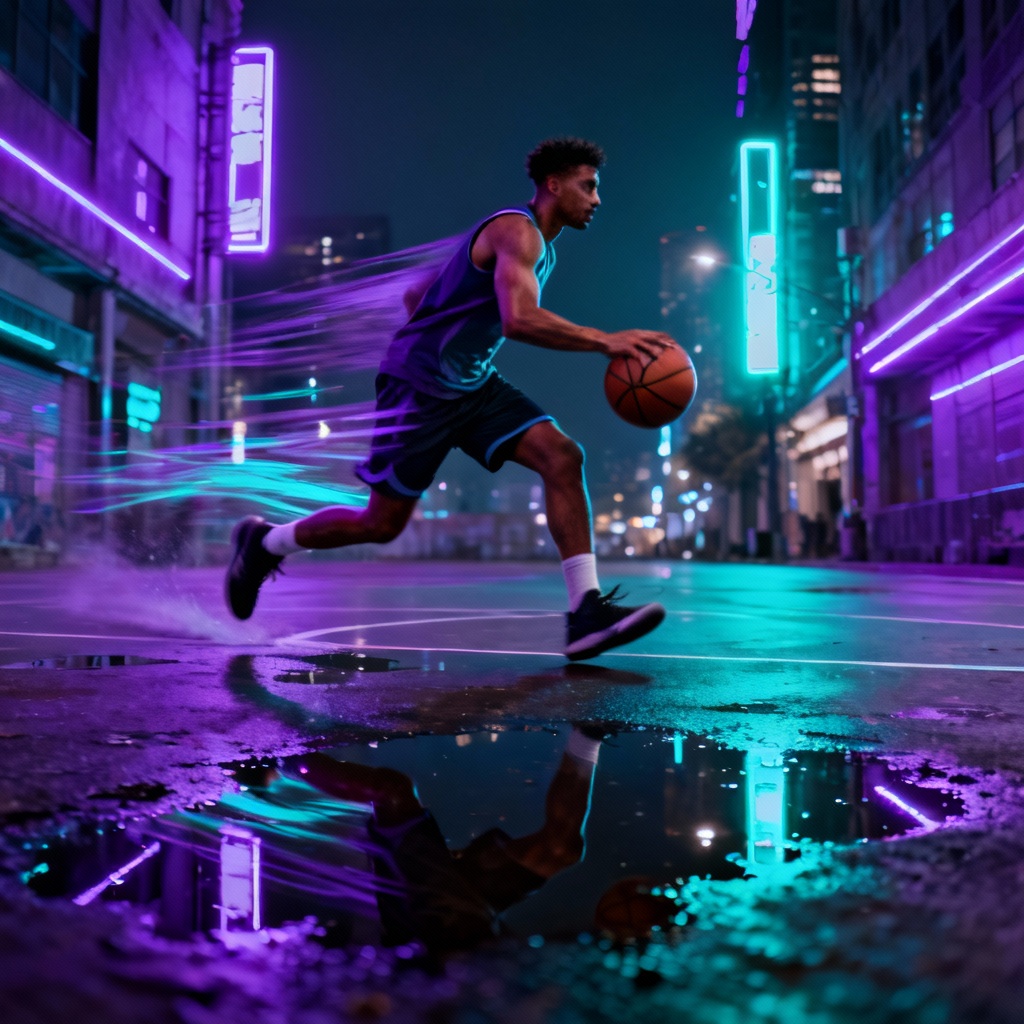 AI NBA poster maker neon style