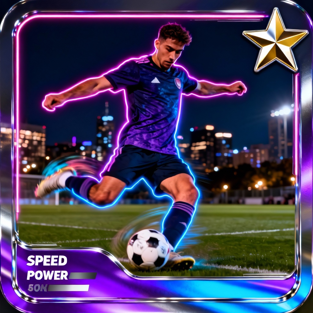 AI sports trading card with neon street style