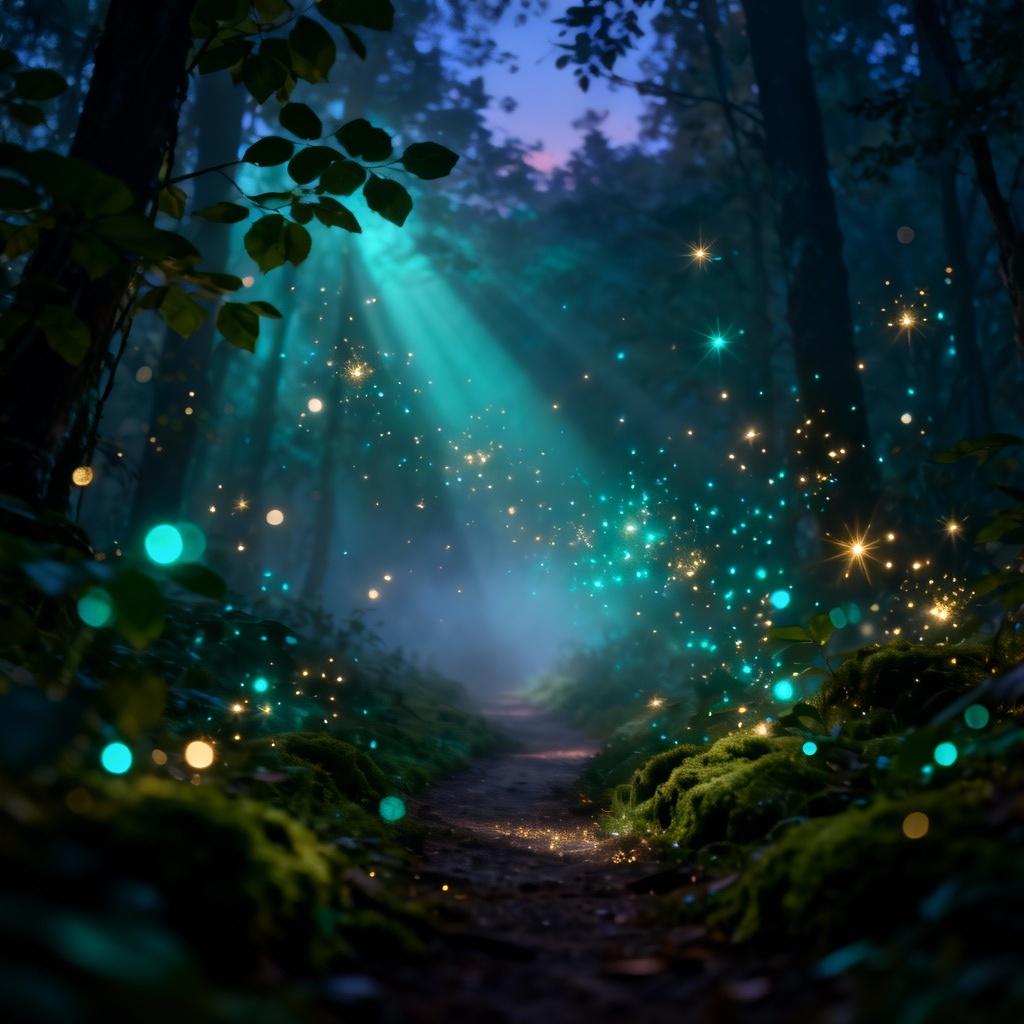 AI fairy dust sparkles in fantasy forest scene