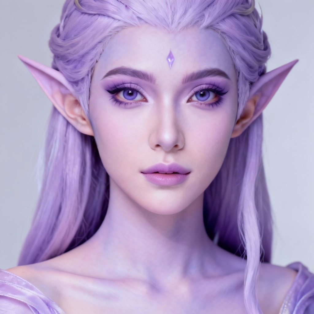 AI cosplay portrait with stylized fantasy skin recolor