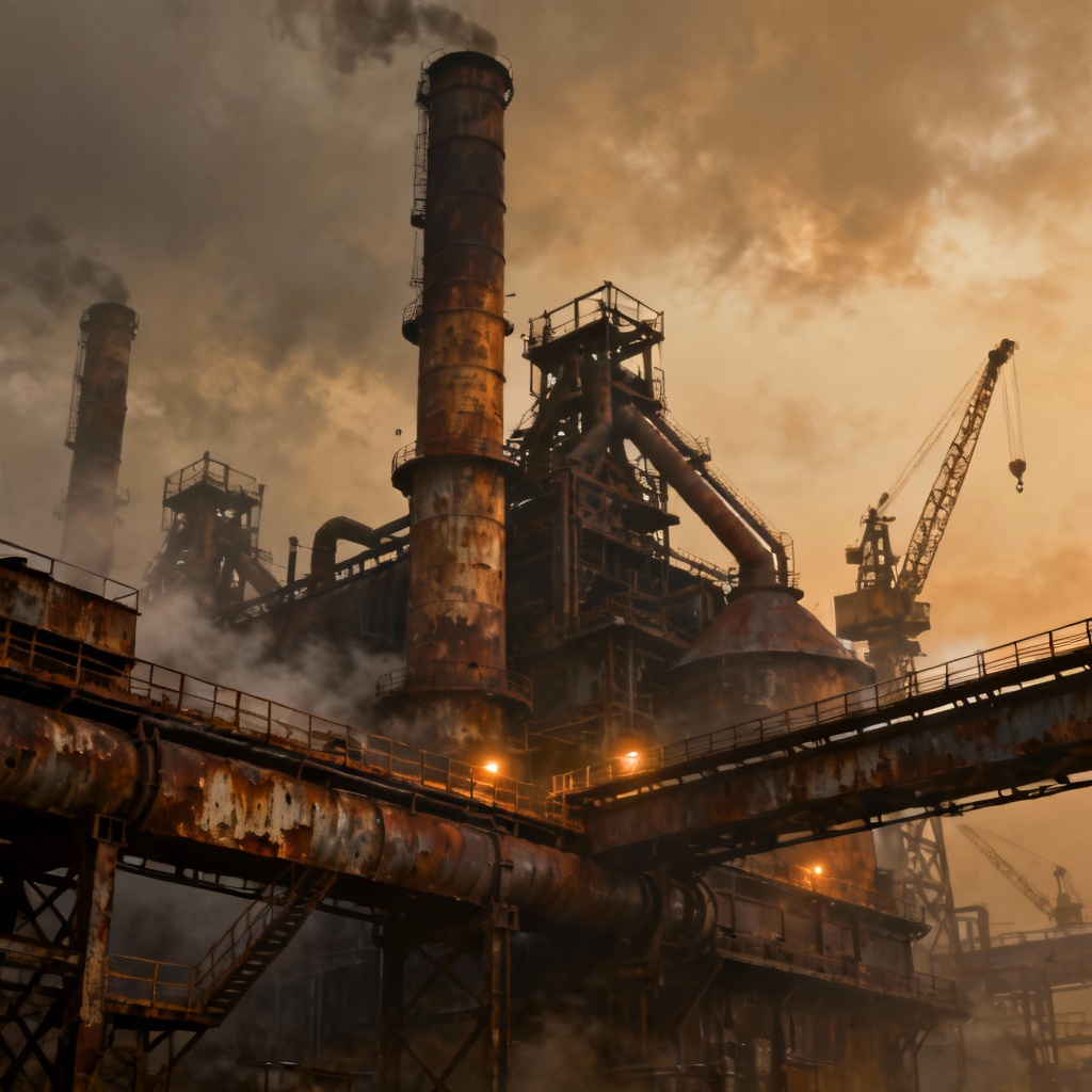 AI Kirov industrial steelworks scene with smokestacks