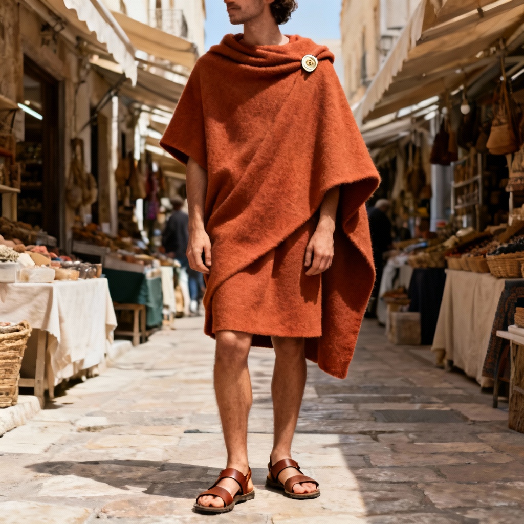 AI ancient Greek chlamys cloak styling