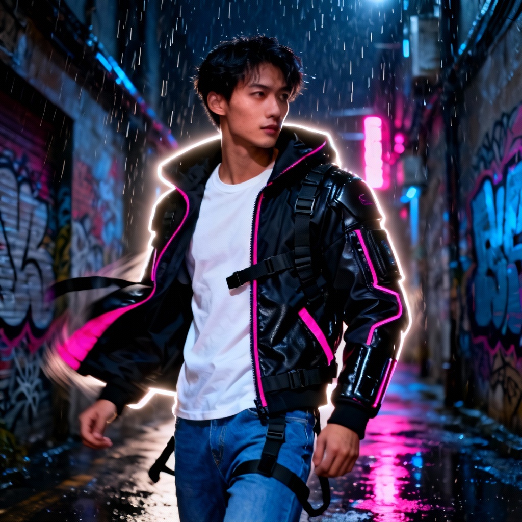 AI cyberpunk techwear transformation