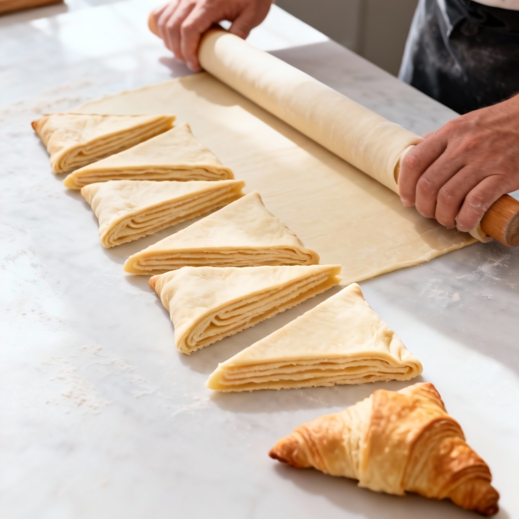 AI image of croissant dough rolling process