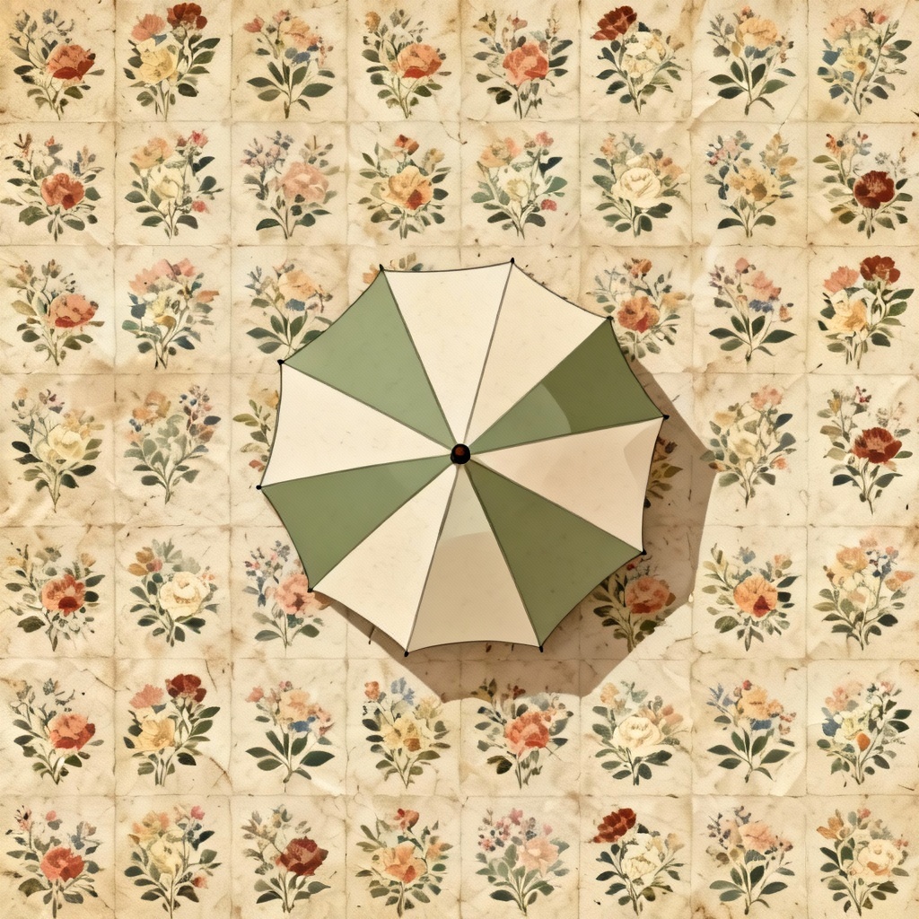 AI floral repeat pattern umbrella flatlay