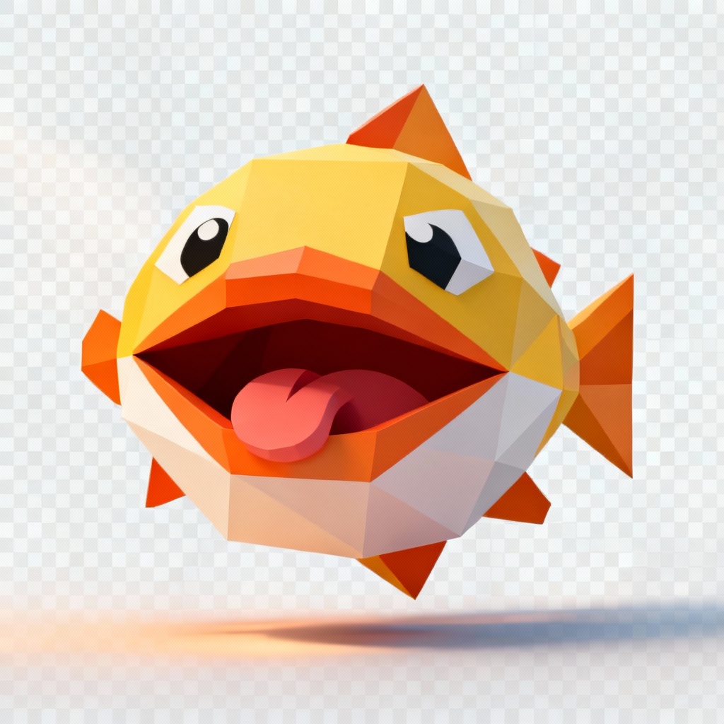 AI low-poly mascot fish mouth for logo design