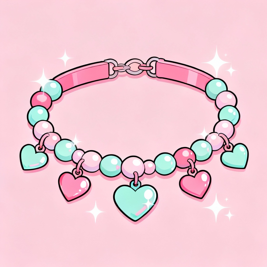 AI kawaii pastel bead choker illustration