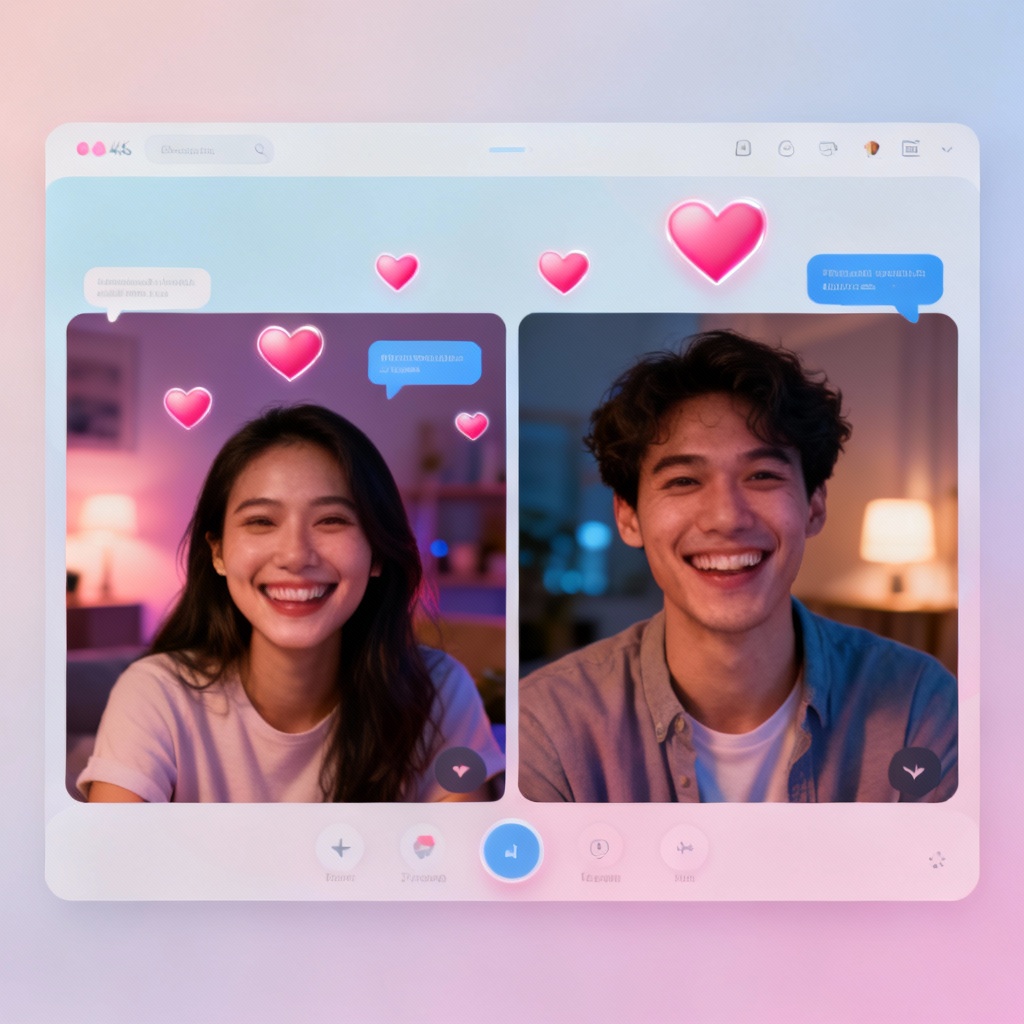 AI split-screen call showing long-distance connection