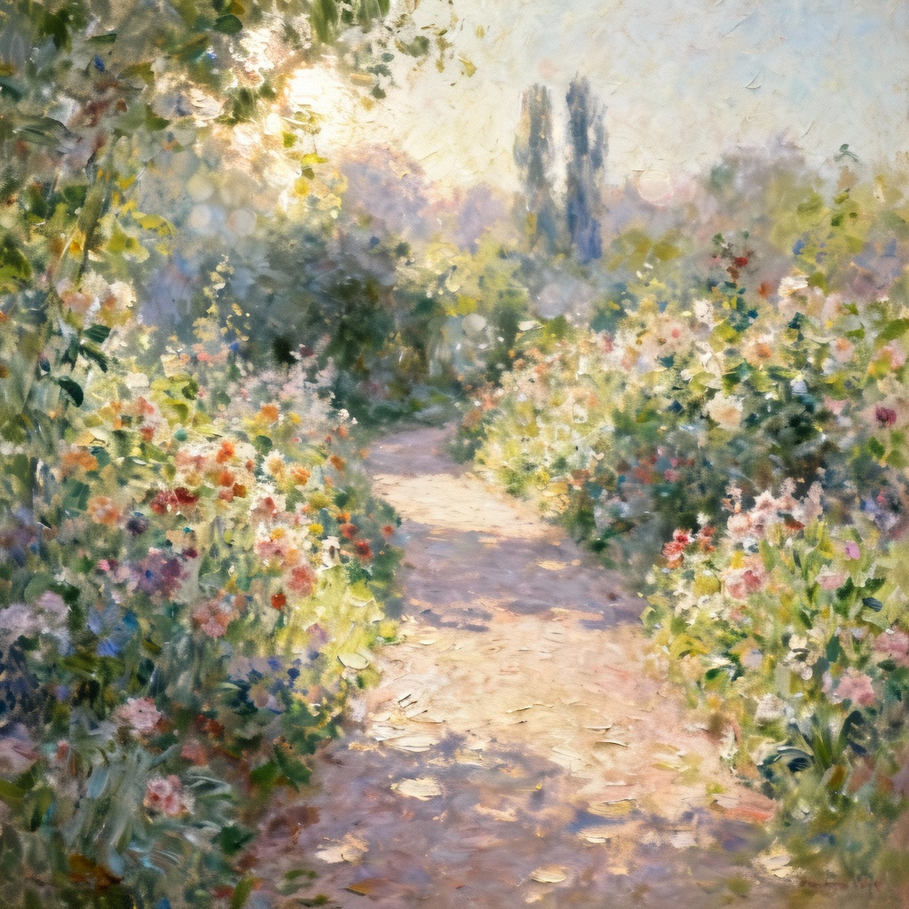 AI impressionist oil painting of a garden