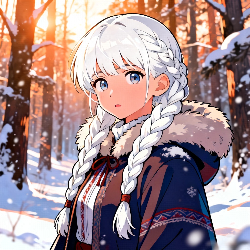 Anime Russian girl character with winter coat