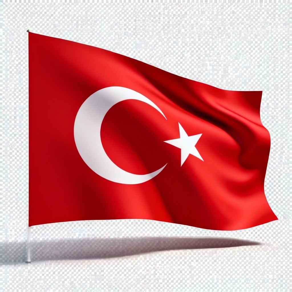 Isolated Turkish flag on transparent background
