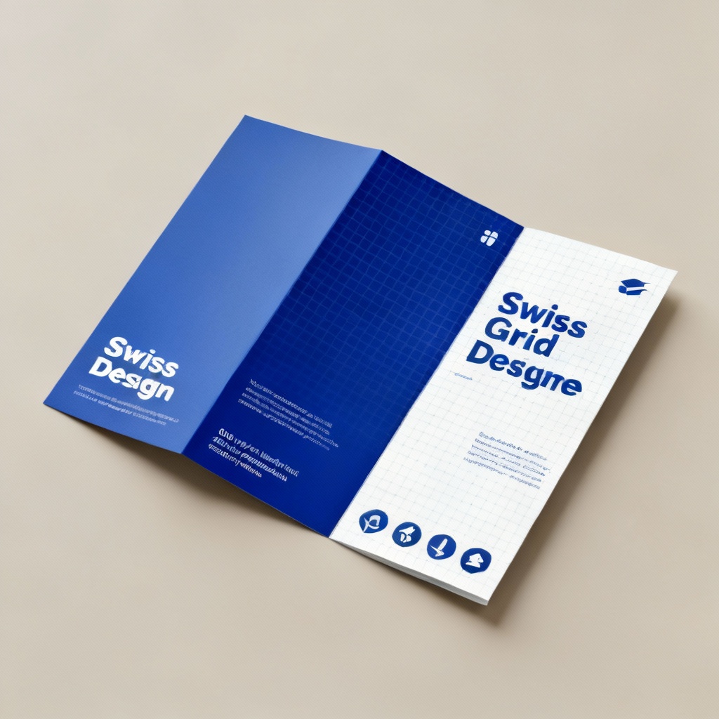 AI-generated modern trifold brochure cover with clean grid and blue accents